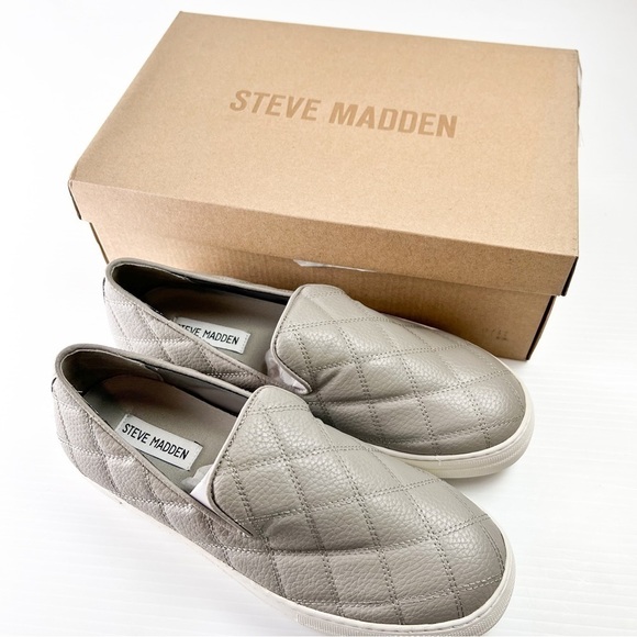Steve Madden Sneaker Women's 9 Globe Grey Faux Leather Slip On Shoes - Picture 8 of 10